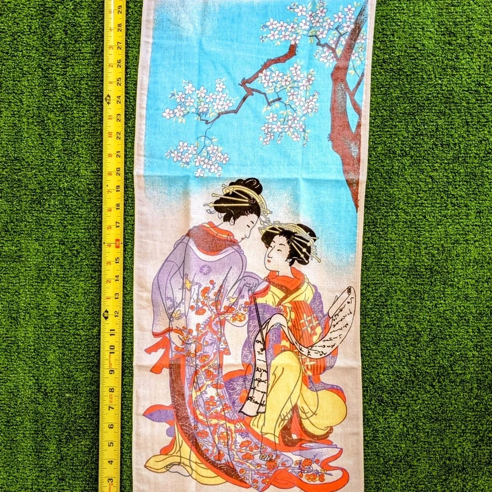VTG Japanese Traditional Geisha Beppu Kyushu Retro Pattern Art Imabari Towel NOS